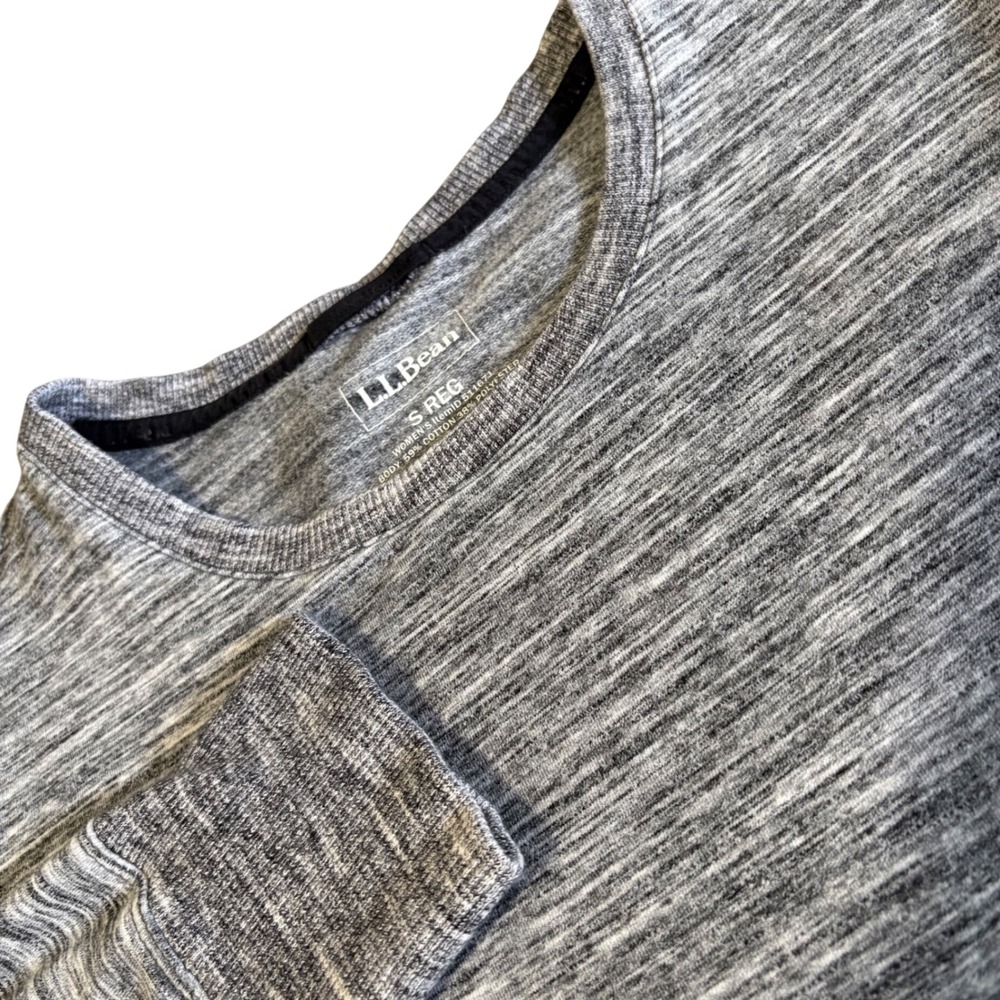 L.L.Bean Space Dye Top Womens Small Gray Thumbhole Long Sleeve 511671 Base Layer